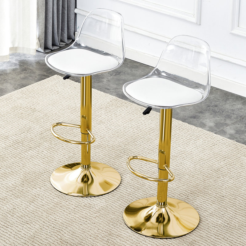Tabourets de bar dorés de 2, siège pivotant à 360 ° et réglable, siège d'unité centrale, chaises modernes minimalistes pour différents emplacements, sièges réglables à hauteur réglable, sièges à l'avant