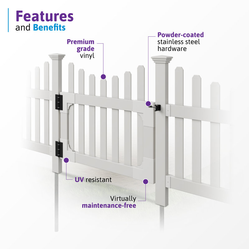 Zippity Outdoor Products 3.5 ft. W x 3 ft. H All American Vinyl Picket Fence Gate with Stainless Steel Hardware Zippity Outdoor Products 3.5 ft. W x 3 ft. H All American Vinyl Picket Fence Gate with Stainless Steel Hardware