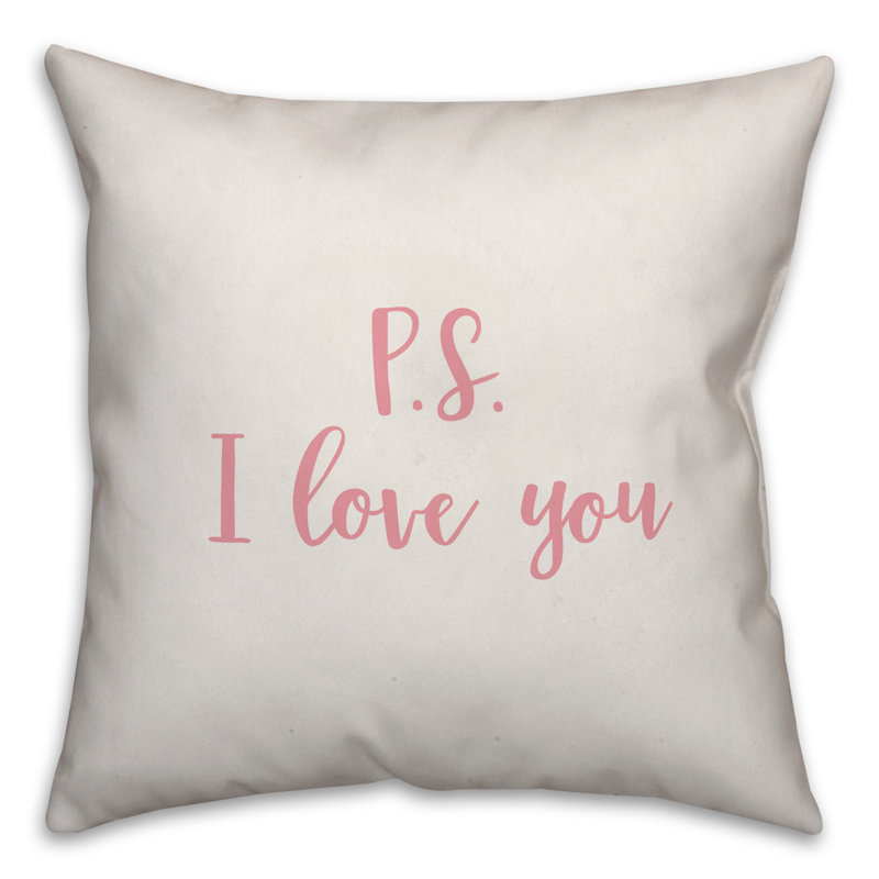  P.S. Coussin décoratif I Love You, Housse de coussin, Blanc / rose