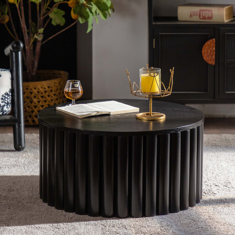 Table basse ronde avec table de thé en bois