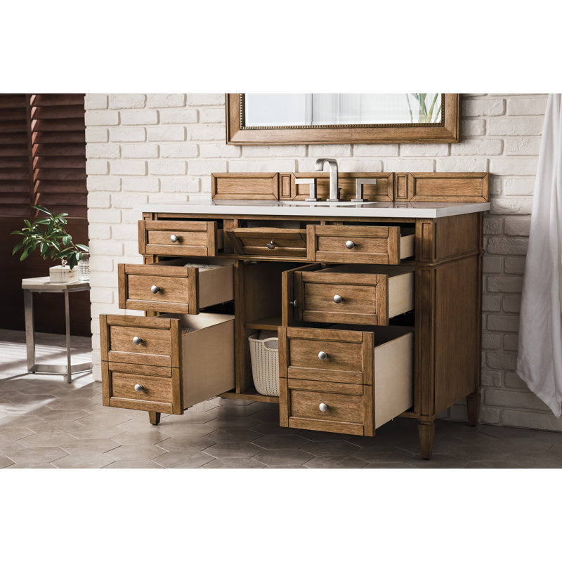 Brittany 48'' W Single Vanity, White Zeus, Saddle Brown, 8" Widespread