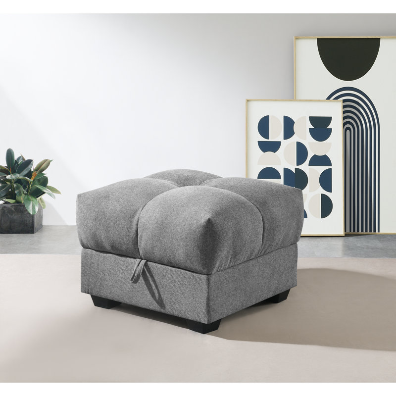 Ajada 69cm Wide Square Ottoman with Storage, Light Grey
