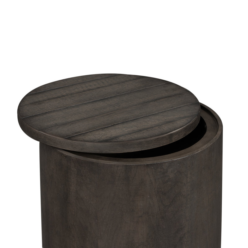 Bettee Drum End Table w/ Storage - Gray, Gray