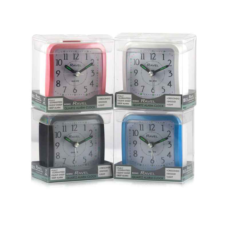 Analogue Quartz Movement / Crystal Alarm Tabletop Clock, White