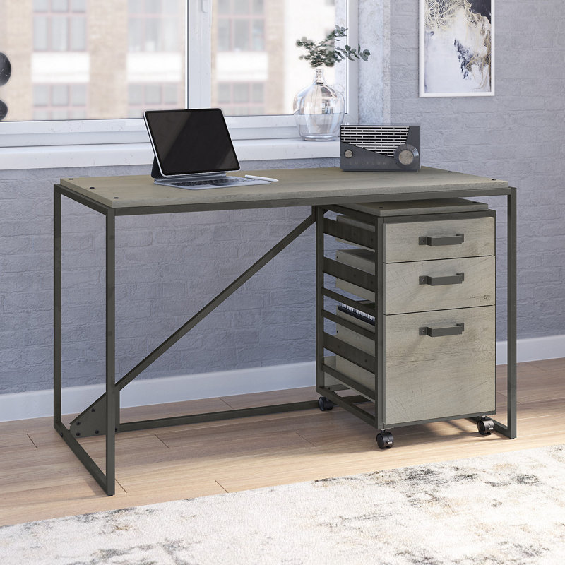 Ensemble de bureau d'ordinateur 2 pièces Patankar, Blanc chalet