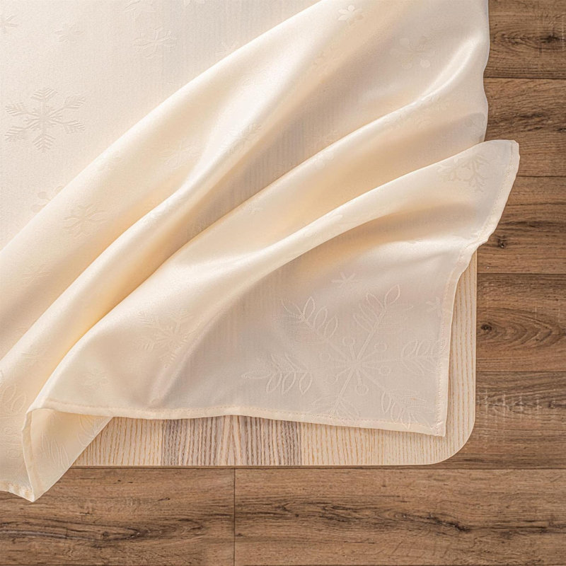 Christmas Blizzard Snowflake Embossed Design 70in Tablecloth and 6 Napkins, Cream
