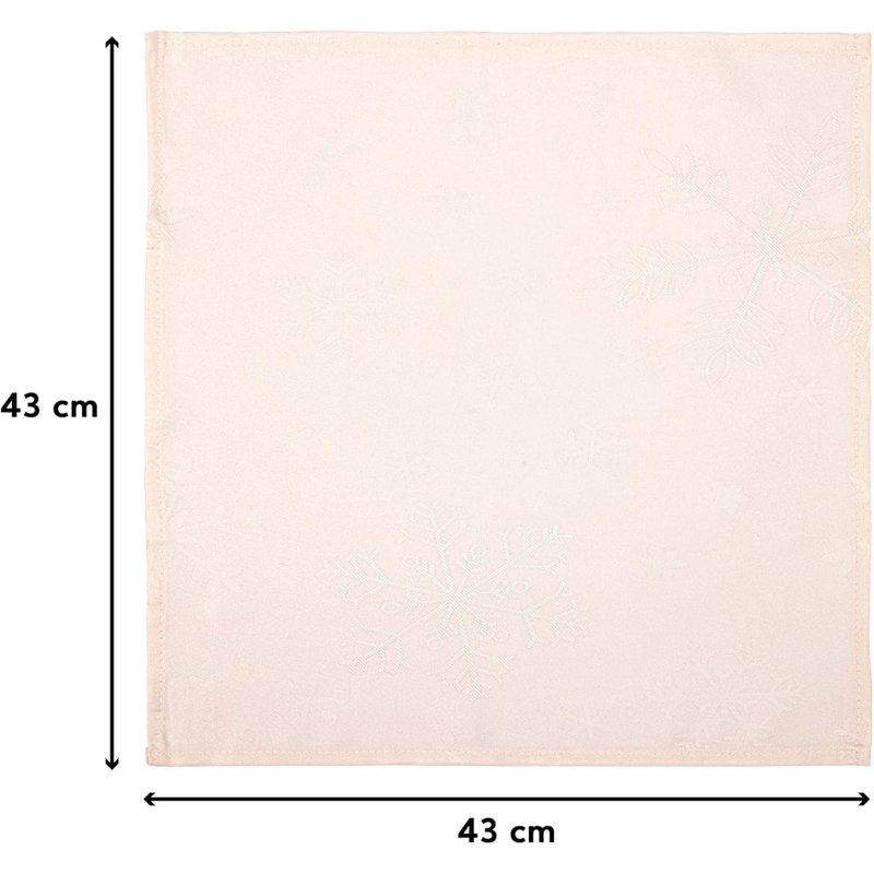 Amissa Polyester Blizzard Snowflake Square Napkin, Cream