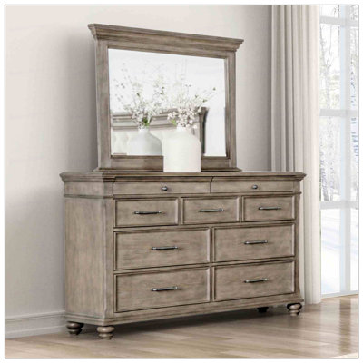 Commode de chambre à coucher traditionnelle avec miroir et glissières à roulement à billes