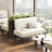 Corduroy Loveseat Mini Sofa with Rubberwood Legs & USB Ports for Small Spaces-108074688