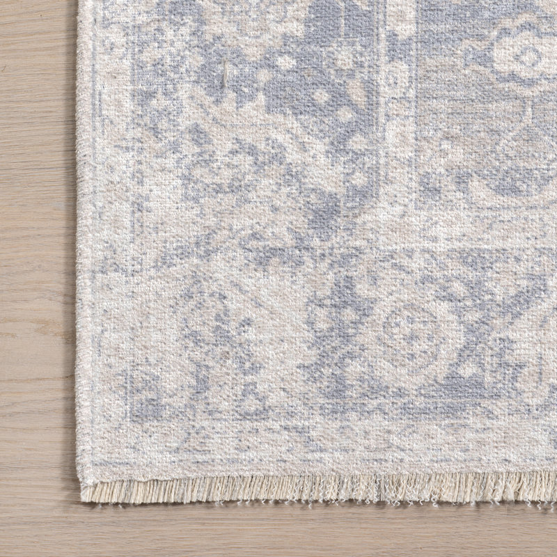 Tapis oriental gris en polyester fabriqué à la machine Jasonpaul, Rectangle de 5 pi x 8 pi