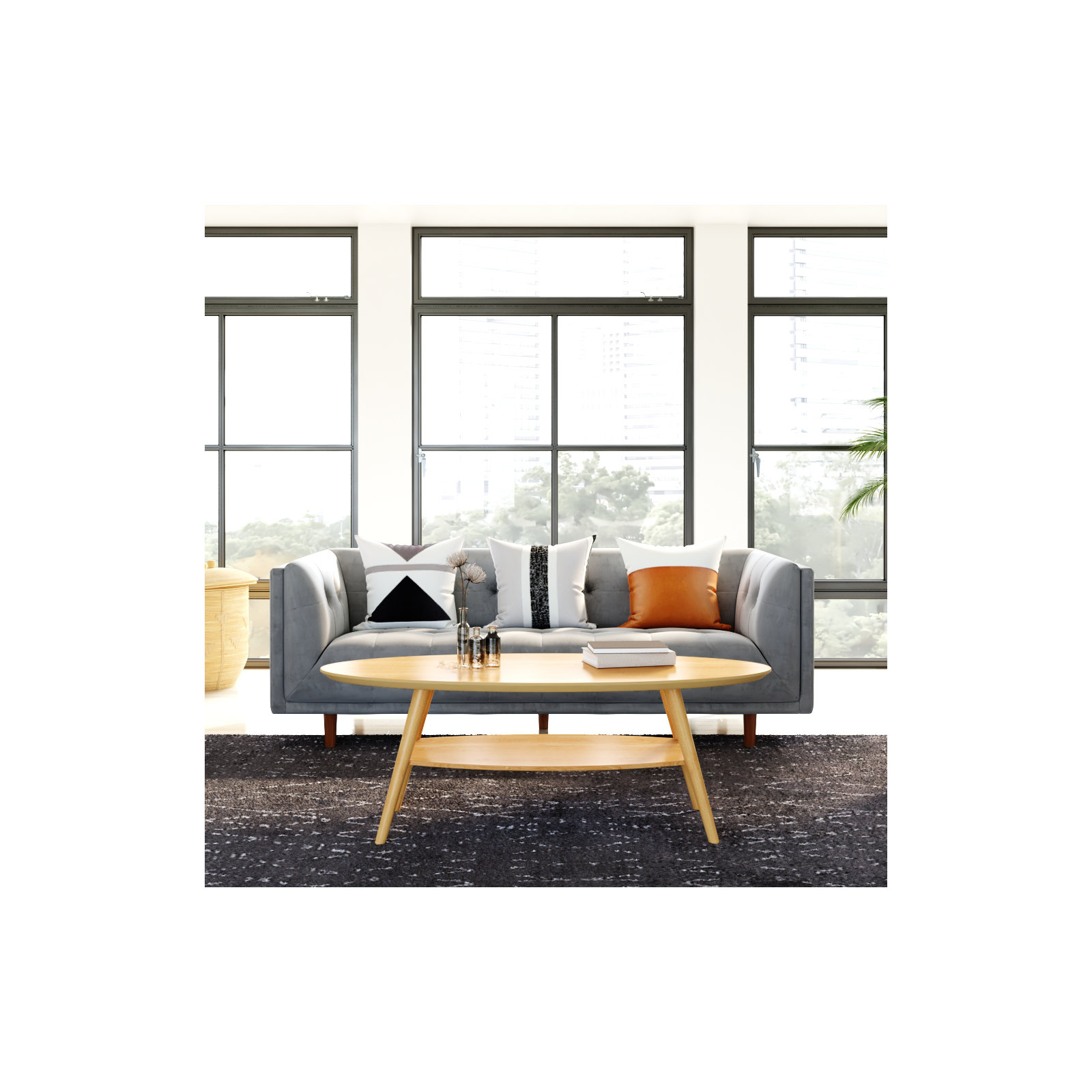 George 82'' Upholstered Sofa, Platinum Gray Velvet