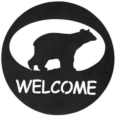 Dugout Creek Designs Bear Welcome Circle Steel Wall Art - Hammered Black