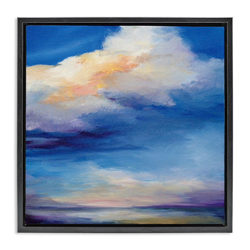 «Pastel Clouds in Vivid Sky Floating Frame», conception de Karen Hale, Cadre flottant noir de jais, H 18 po x l 18 po