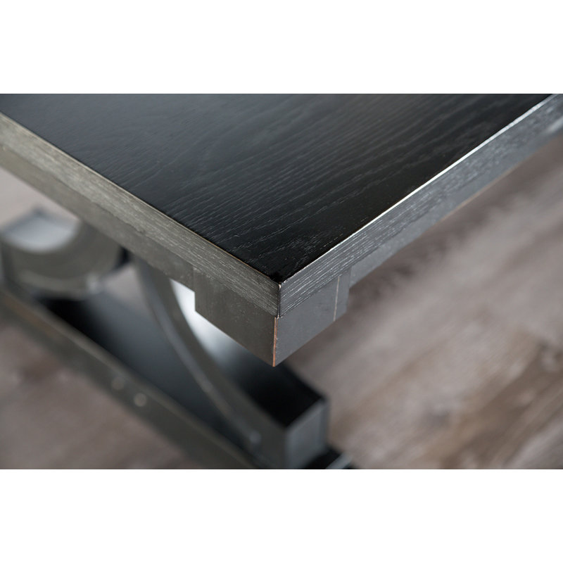 78" W Transitional Dining Table, Black