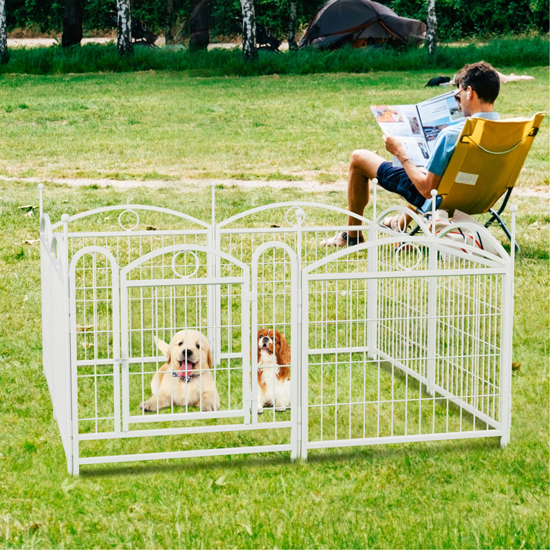 Parc pour chien 24 pouces intérieur 8 panneaux enclos en métal pour animal de compagnie clôture extérieure pour chien avec enclos