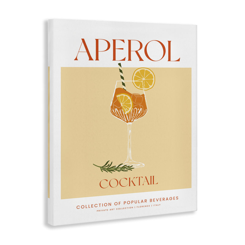 Art mural sur toile Minimal Aperol Cocktail, H 20 po x l 16 po