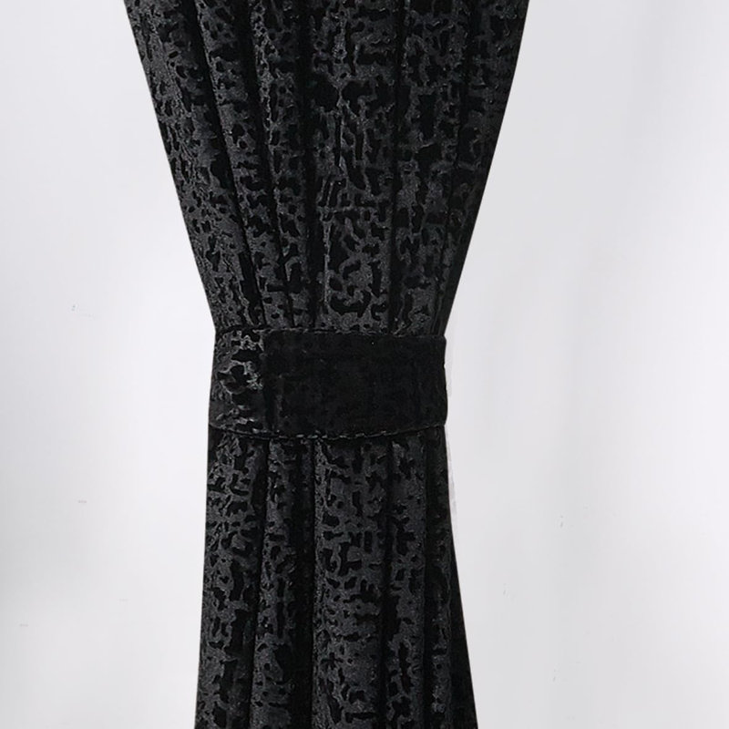 Adelen Velvet Blackout Curtain Pair, Black, 229cm Width x 137cm Drop