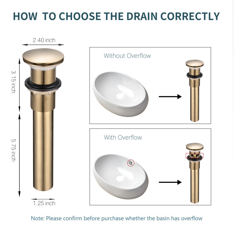 2.4'' W Drain Stopper, Gold