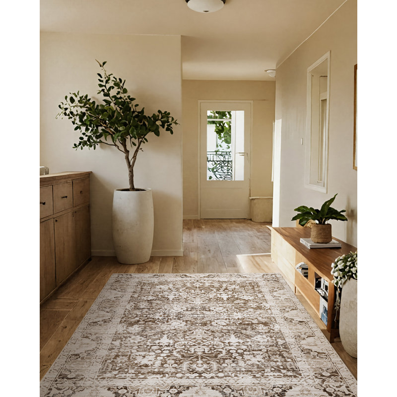 Annemone Machine Washable Oriental Rug, Rectangle 4'11" x 8'
