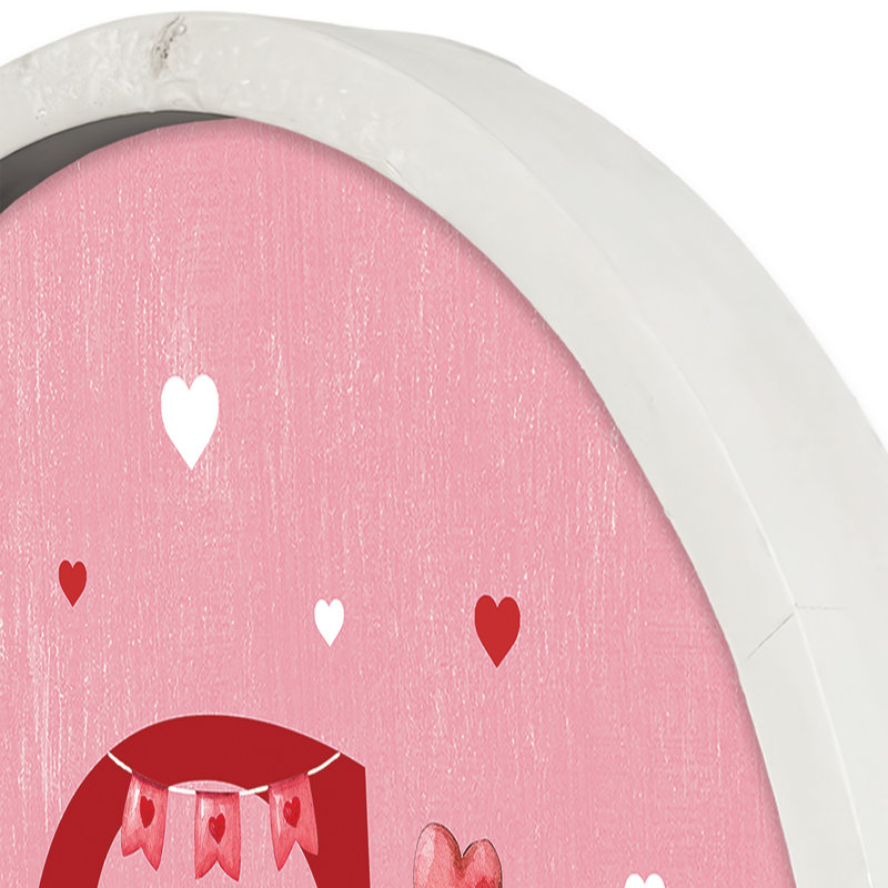 Valentine Things Monogram - S Round White Framed Print