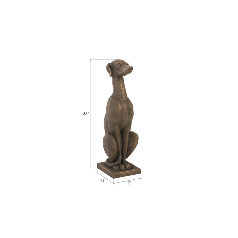 Bronze Finish Contemporary Metal Dog Statue, 36" Tall