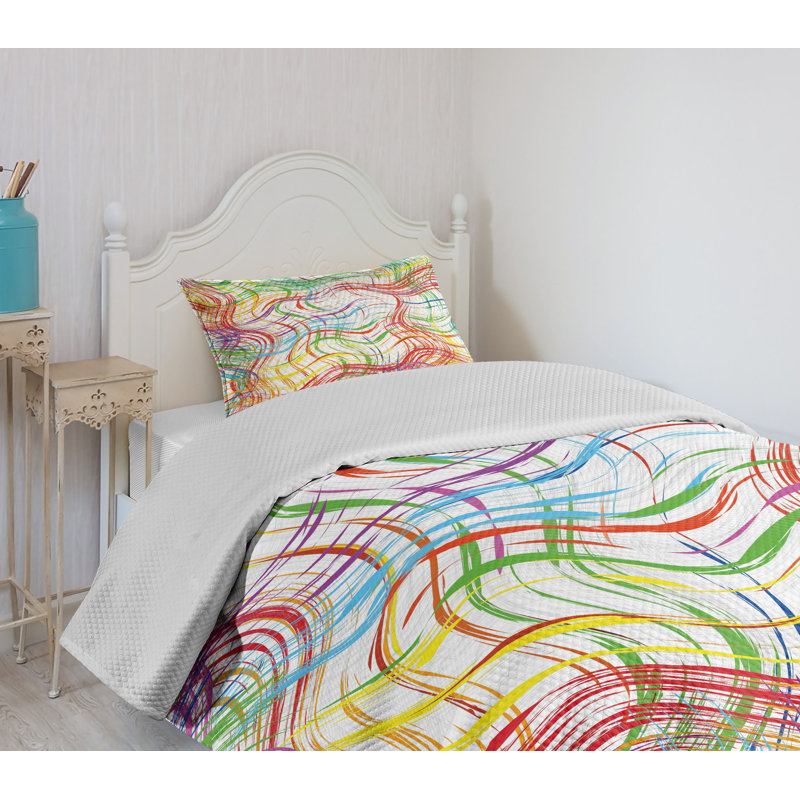 White Quilted Twin Bedspread Set with Pillow Sham