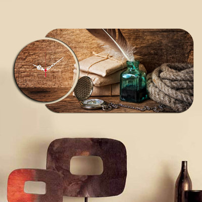 Chic Decorative Wall Clock Set (2 Pieces), Modern Design, 26.8 x 12.6 inches | 100% MDF Construction, Thickness: 0.1 inches | Perfect for Living Room, Office, or Bedroom Decor, Stylish and Functional Timepieces
