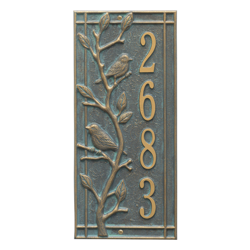 Woodridge Personalized Standard 1-Line Wall Address Plaque, Bronze/Verdigris, Yes