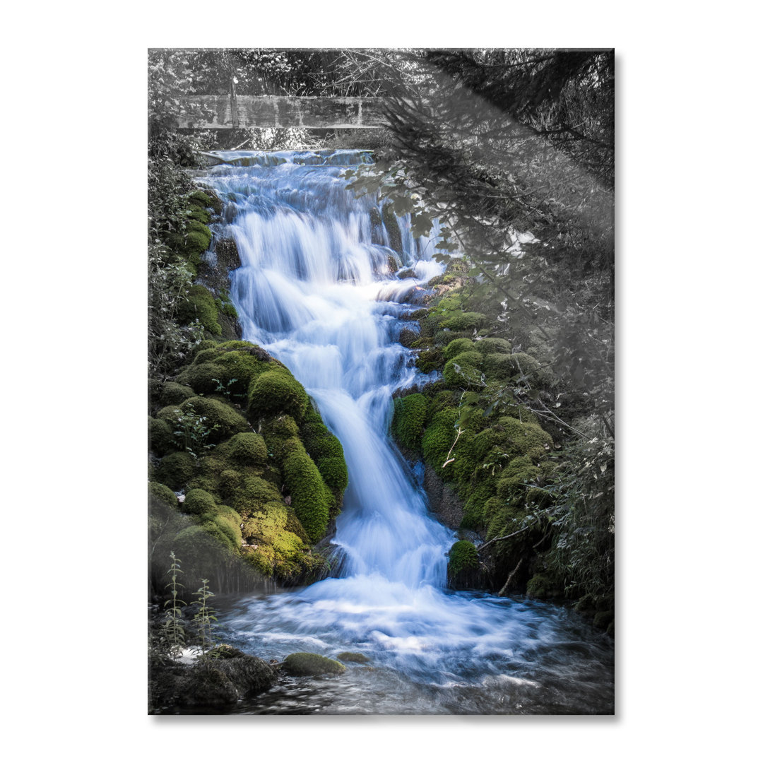 Leinwandbild Waterfall in Green Forest