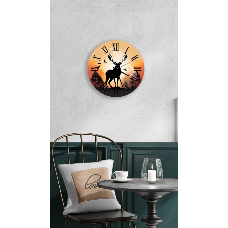 Horloge murale silencieuse en verre trempé Lodge & Cabin, Noir