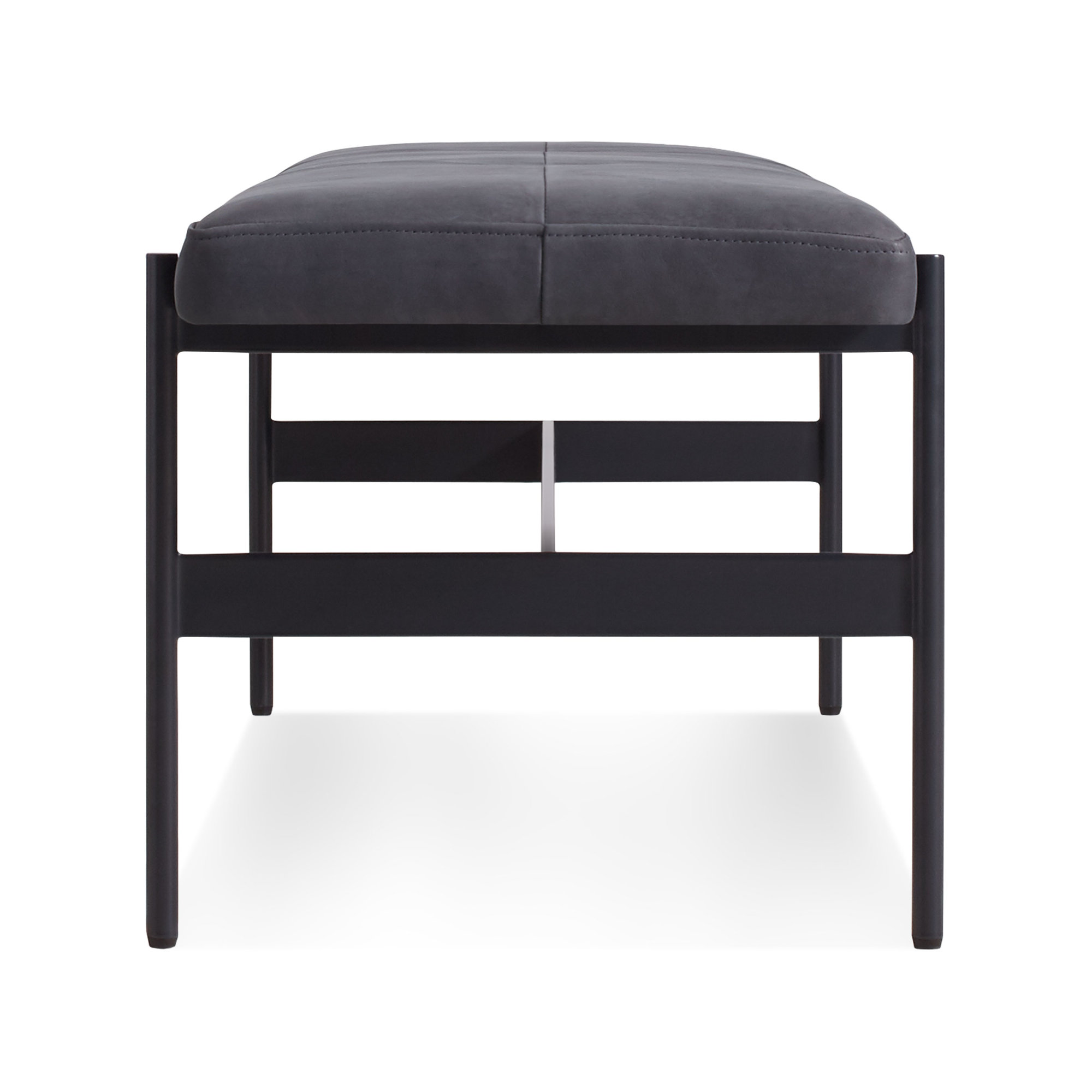 Daybench Genuine Leather Bench, Ink Genuine Leather, 17" H x 55" W x 14" D, Oblivion
