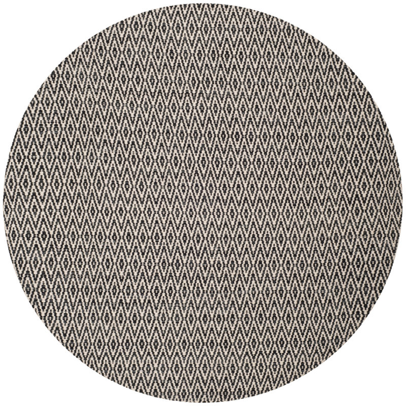 Tapis gris en coton tissé à plat à la main Ivy Hill, Rond 6 pi