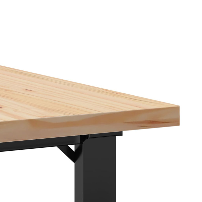 vidaXL Coffee Table O-Frame Solid Wood Pine and Steel, 45.5cm H x 90cm L x 90cm W