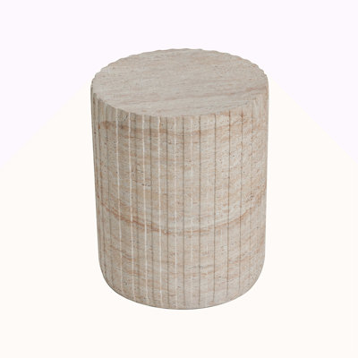 Outdoor/Indoor Lightweight Concrete Side Table,Travertine Finish