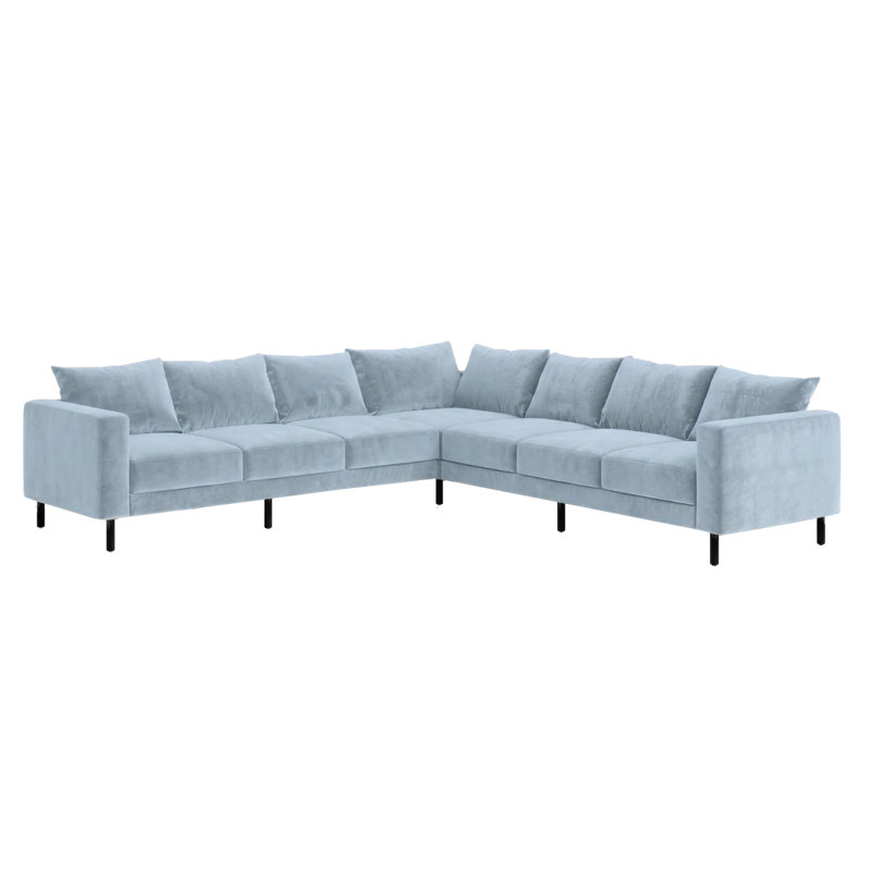 Essential 7-Seat Corner Sectional, Metal, Cornflower Recycled Velvet