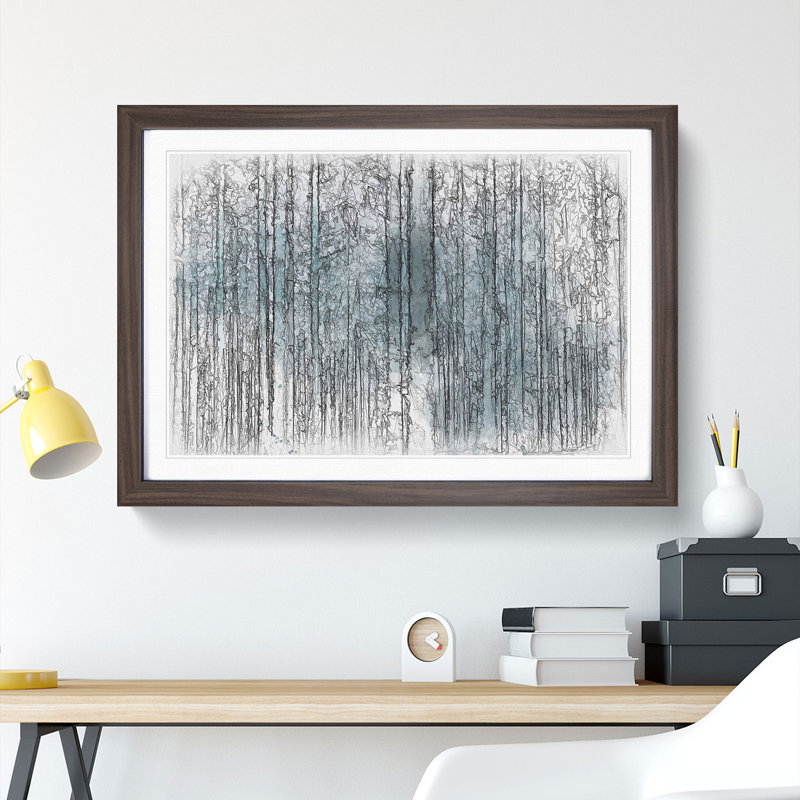 Forest in the Blue - Picture Frame Graphic Art Print, 36cm H x 48cm W x 2cm D, Walnut Framed