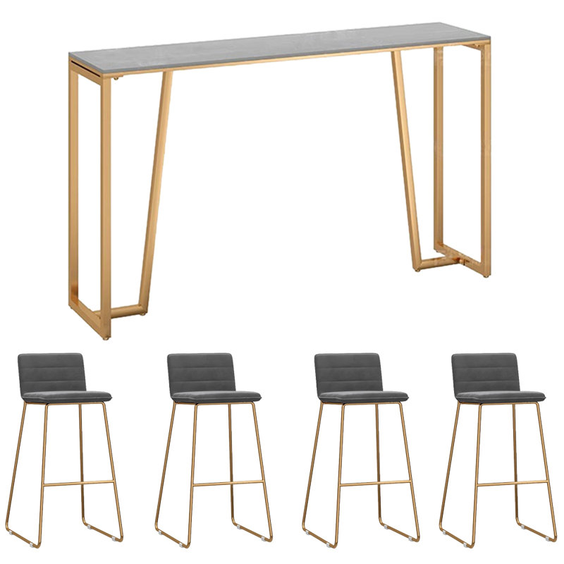 Tabourets et tables de luxe et luxueux, H 41,3 po x L 94,4 po x l 15,7 po, Gris/doré, Gris