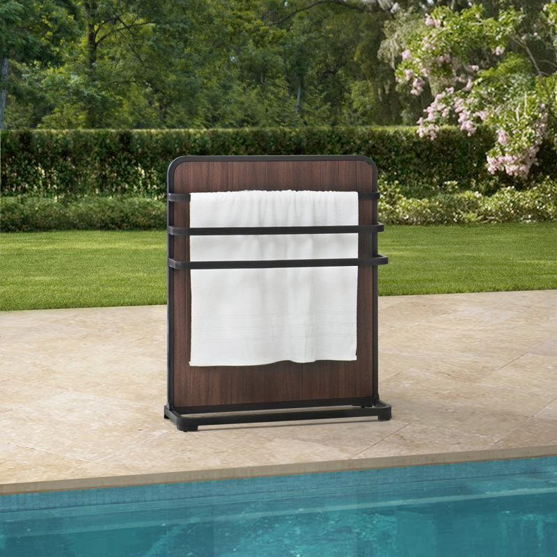 Sunjoy Gallons Gallon Water Resistant Metal Lockable Towel Valet Holder Drying Rack with 3 Crossbars in Brown