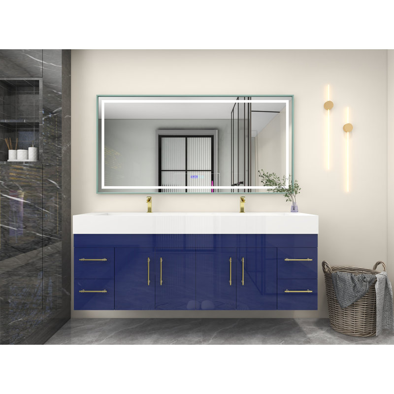 Ensemble de meuble-lavabo double 72 po, Bleu nuit brillant