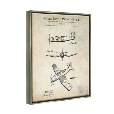 " Vintage Distressed Patent Airplane " by Karl Hronek