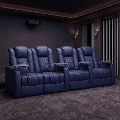 Genuine Leather Zero Gravity Power Rocker Recliner With 7-Color LED Ambient Lighting, Adjustable Headrest, USB Charging & Cup Holder For Home Theater