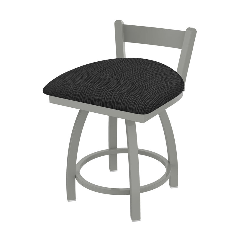 Tabouret de coiffeuse en métal Catalina, Nickel anodisé, Tissu graphique charbon