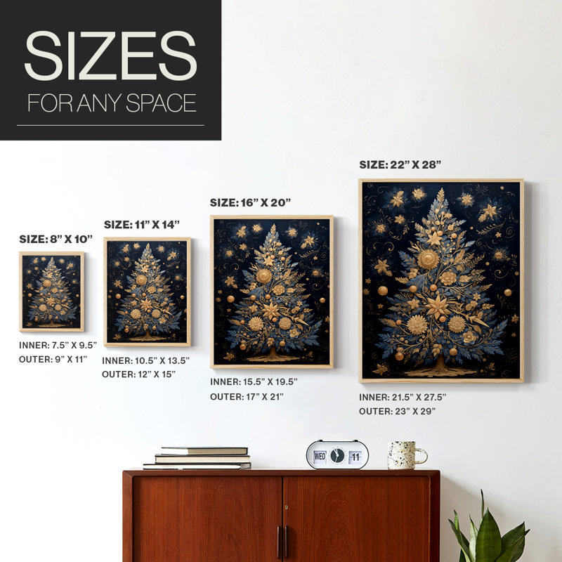 Christmas Holiday Art DCXLV Framed Print - Solid Wood, Naturel, H 11 po x l 9 po
