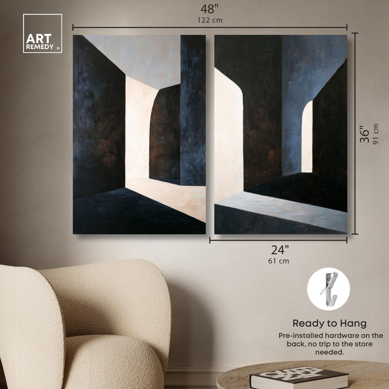 Inevitable Encounters Diptych Canvas Print Brown Wall Art Set by Art Remedy, Black Frame, 10 x 15, H 36 po x l 24 po