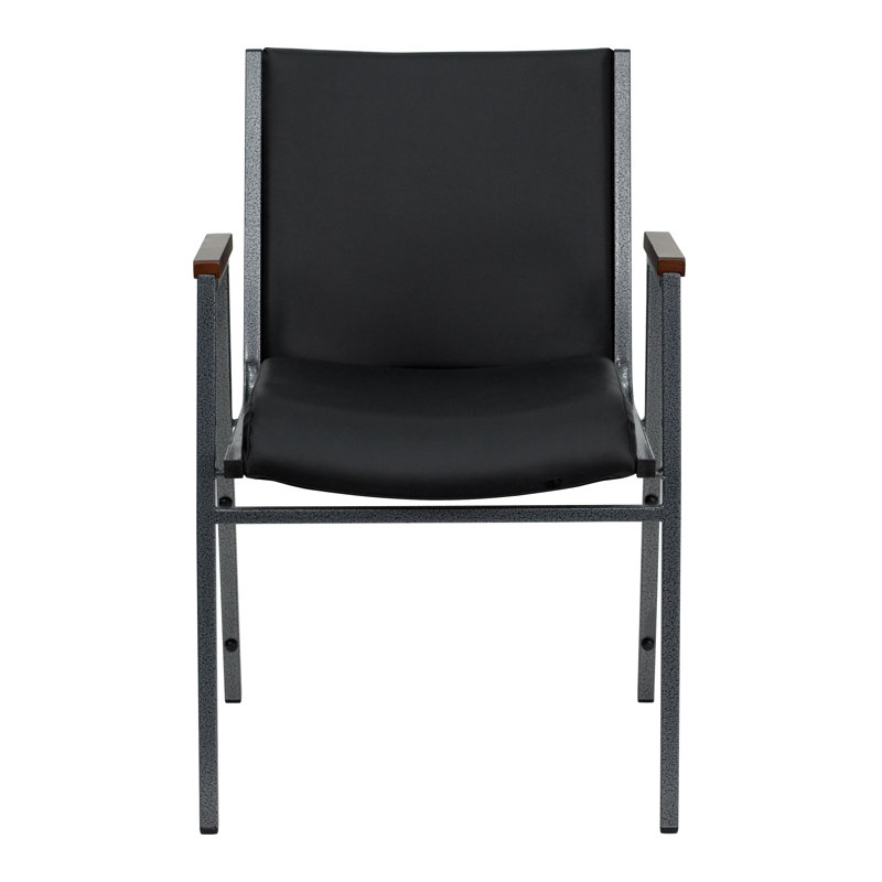 Cherry and Black Vinyl Contemporary Stackable Office Chair