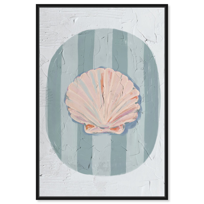 Reproduction côtière tendance Venus Shell par Art Remedy, H 46 po x l 31 po, Cadre flottant noir