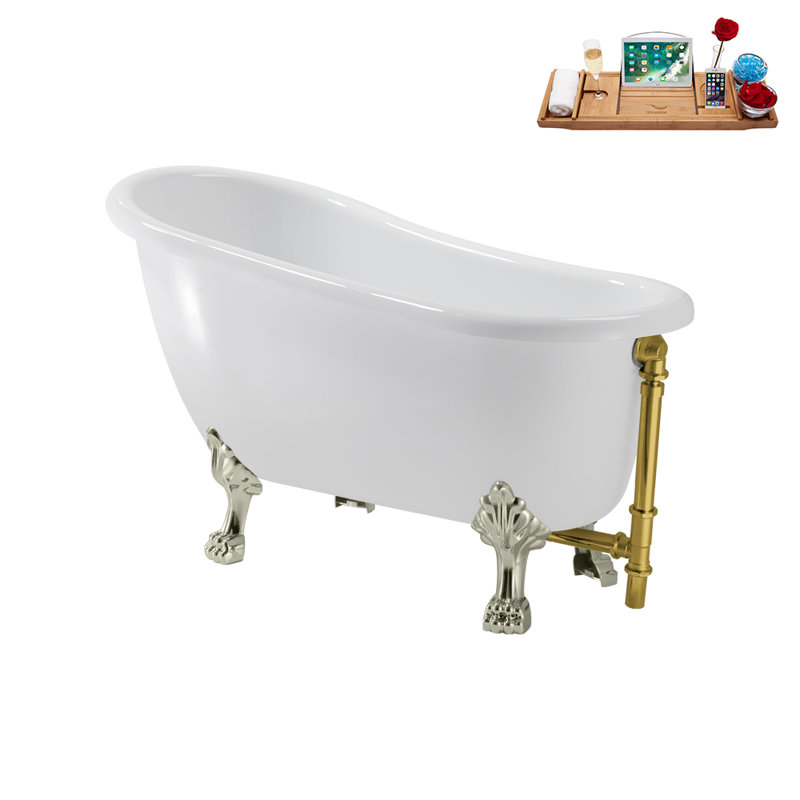 53.1'' x 25.6'' Soaking Acrylic Bathtub, Brushed Nickel, Polished Gold