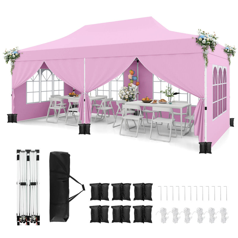 10 x 20 FT Pop up Canopy  Outdoor Canopy Tent with 6 Sidewalls Carrying Bag