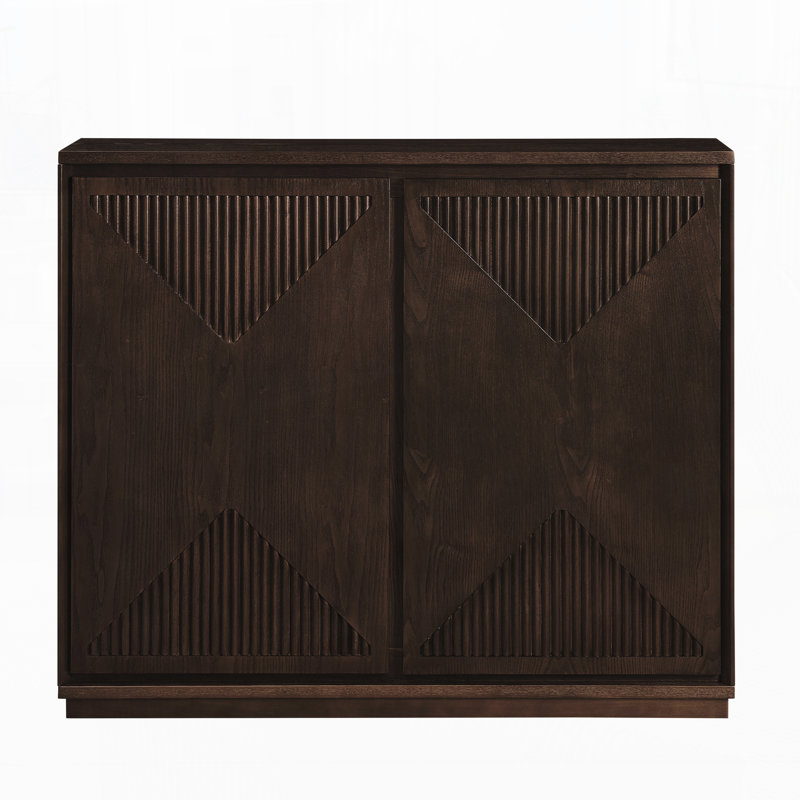 Modern V-Shape Storage Cabinet With Storage For Living Room, Dark Walnut