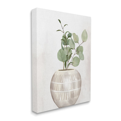 " Potted Herbal Plants Round Leaves Patterned Vase " by Kim Allen Painting Print